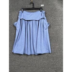 Halara Skirt Womens Sz L Blue Athleisure Fold Over Waist Midi Stretch Casual NEW